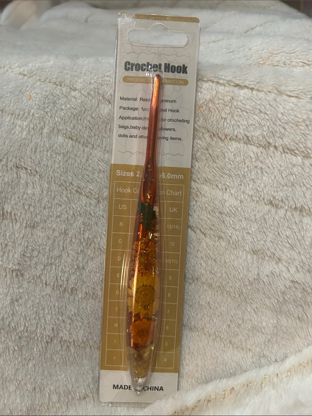 Resin Floral Crochet Hook